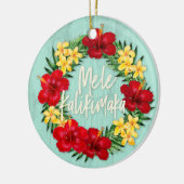 Tropisch paradijs Hawaiian Holiday Wreatood Keramisch Ornament (Links)