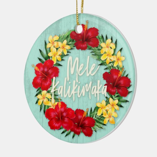 Tropisch paradijs Hawaiian Holiday Wreatood Keramisch Ornament (Links)