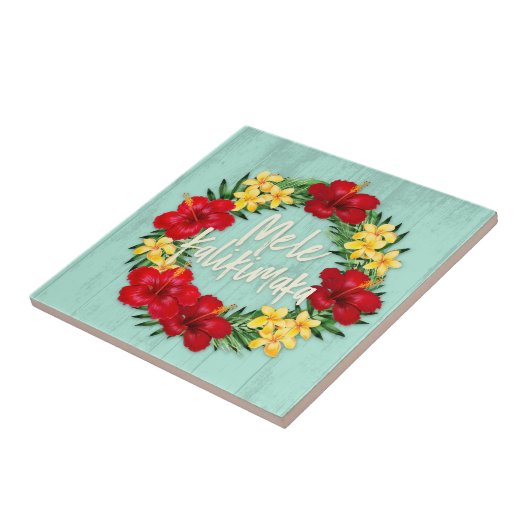 Tropisch paradijs Hawaiian Holiday Wreatood Tegeltje (Zijkant)