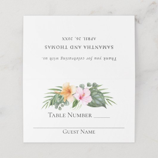 Tropisch Paradijs Hibiscus en Palmen Huwelijk Plaatskaartje (Buitenkant ongevouwen)