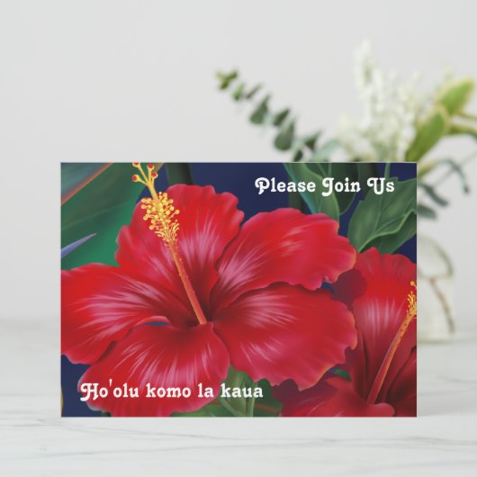 Tropisch paradijs Hibiscus Luau-uitnodigingen Kaart (Staand voorkant)