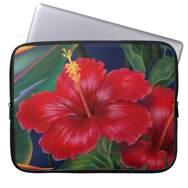 Tropisch paradijs Hibiscus Neopreen wetuit Laptop Sleeve (Voorkant)