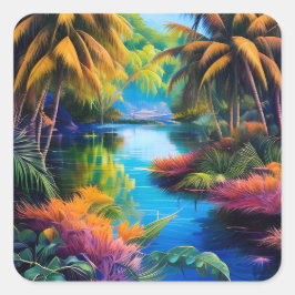 Tropisch paradijs II Vierkante Sticker