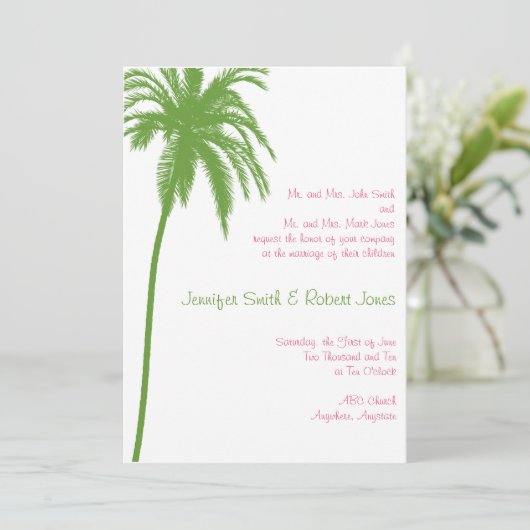 Tropisch paradijs in de uitnodigingen voor groene  (Staand voorkant)