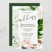 Tropisch paradijs kalligrafie bruiloft kaart (Voorkant / Achterkant)