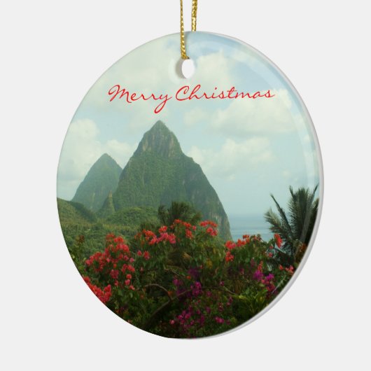 Tropisch paradijs kerstversiering keramisch ornament (Links)