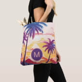 Tropisch Paradijs Koele Digitale Kunst Monogram Tote Bag (Dichtbij)