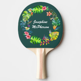 Tropisch paradijs krans personaliseren met naam tafeltennisbatje