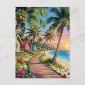 Tropisch Paradijs Kust Strandhuis Hallo Briefkaart (Voorkant)