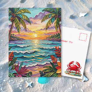 Tropisch Paradijs   Kust Verbinding Houden Briefkaart