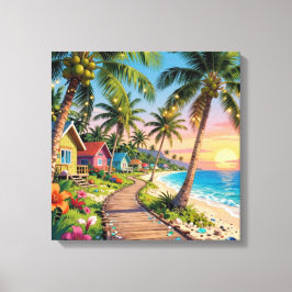 Tropisch Paradijs Kust Zeekot Oceaan Canvas Afdruk