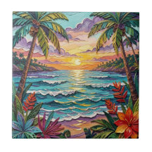 Tropisch Paradijs | Kuststrand Scène Impasto