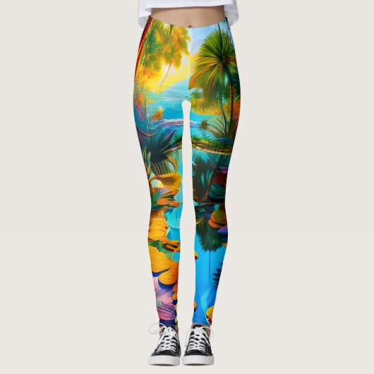 Tropisch paradijs leggings (Voorkant)