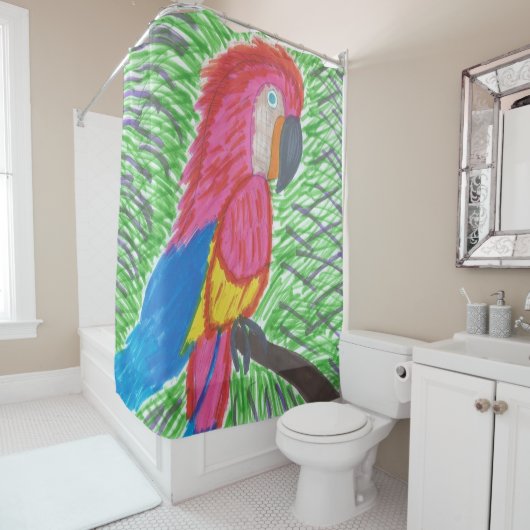 Tropisch Paradijs Macaw Douchegordijn (In situ)