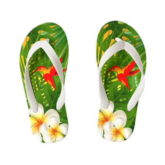 Tropisch paradijs met een Hummingbird Kinder Teenslippers (Voetbed)