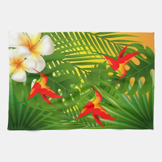 Tropisch paradijs met een Hummingbird Theedoek (Horizontaal)