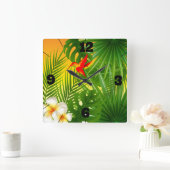 Tropisch paradijs met een Hummingbird Vierkante Klok (Huis)