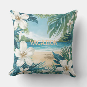Tropisch paradijs met frangipani bloemenpatroon buitenkussen