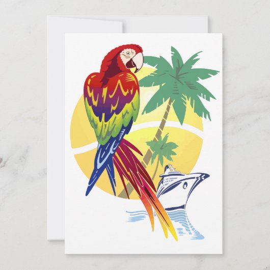 Tropisch paradijs met Macaw en cruiseschip Kaart (Voorkant)