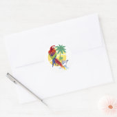 Tropisch paradijs met Macaw en cruiseschip Ronde Sticker (Envelop)