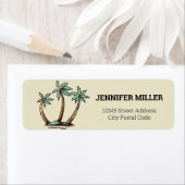 Tropisch paradijs met palmbomen Label (Insitu)