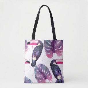 Tropisch paradijs met waterverf parrots en palm tote bag