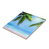 Tropisch paradijs - mooi strand, palmbomen tegeltje (Zijkant)