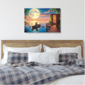 Tropisch Paradijs Olieverfschilderij Canvas Afdruk (Insitu (Slaapkamer))