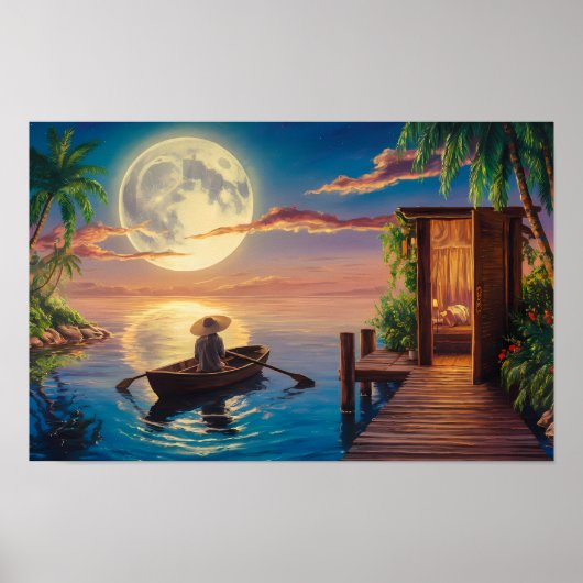 Tropisch Paradijs Olieverfschilderij Poster (Voorkant)