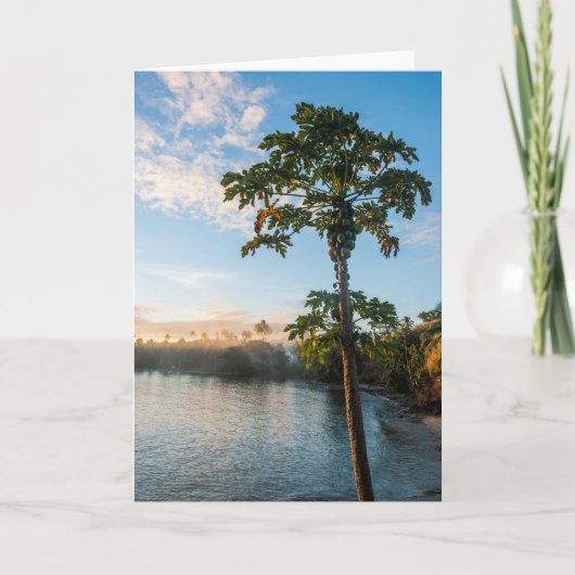 Tropisch paradijs op zonsondergang, Fiji Kaart (Voorkant)
