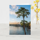 Tropisch paradijs op zonsondergang, Fiji Kaart (Gele Bloem)