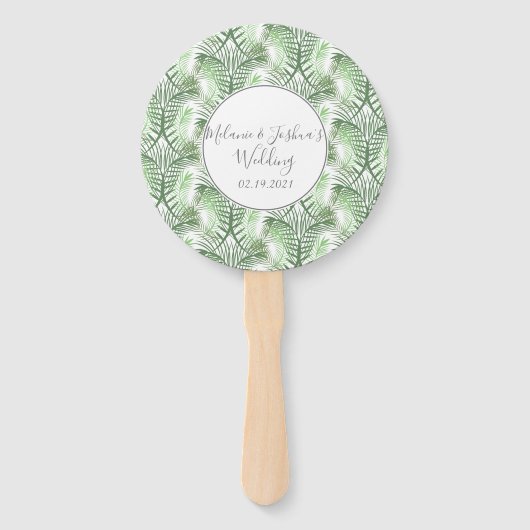 Tropisch Paradijs Palm Tree Strand Trouwronde Handwaaier (Voorkant)