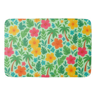 Tropisch Paradijs – Palmbladeren & Hibiscus Patroo Badmat