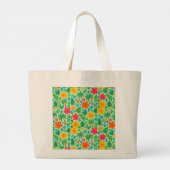 Tropisch Paradijs – Palmbladeren & Hibiscus Patroo Grote Tote Bag (Achterkant)
