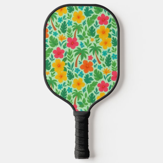 Tropisch Paradijs – Palmbladeren & Hibiscus Patroo Pickleball Paddle (Voorkant)