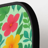 Tropisch Paradijs – Palmbladeren & Hibiscus Patroo Pickleball Paddle (Links Detail)