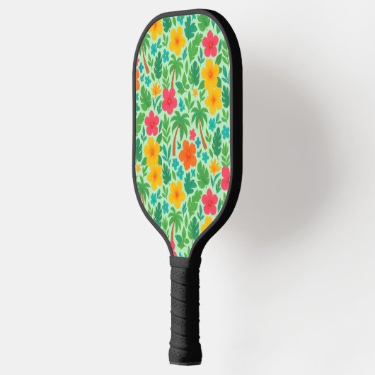 Tropisch Paradijs – Palmbladeren & Hibiscus Patroo Pickleball Paddle (Links)
