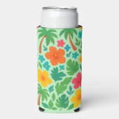 Tropisch Paradijs – Palmbladeren & Hibiscus Patroo Seltzer Blikjeskoeler (Seltzer Voorkant)
