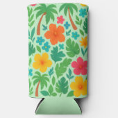 Tropisch Paradijs – Palmbladeren & Hibiscus Patroo Seltzer Blikjeskoeler (Voorkant)