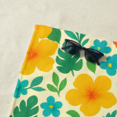 Tropisch Paradijs – Palmbladeren & Hibiscus Patroo Strandlaken (In situ)