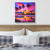 Tropisch paradijs: palmbomen bij zonsondergang canvas afdruk (Insitu (Slaapkamer))