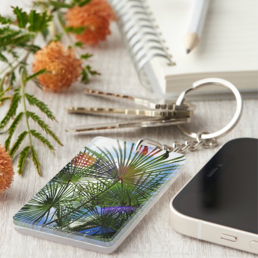 Tropisch paradijs palmboom sleutelhanger (Voorkant Rechts)