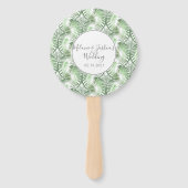 Tropisch Paradijs Palmboom Strand Bruiloft Rond Handwaaier (Voorkant)