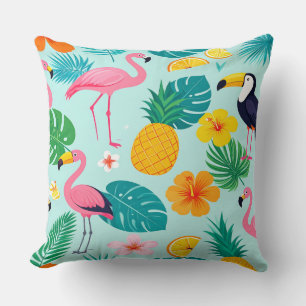 Tropisch paradijs patroon - Flamingo's Hibiscus Mo Kussen