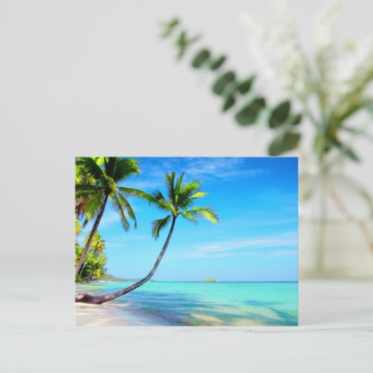 Tropisch paradijs Prachtige strand- en palmbomen Briefkaart (Staand voorkant)