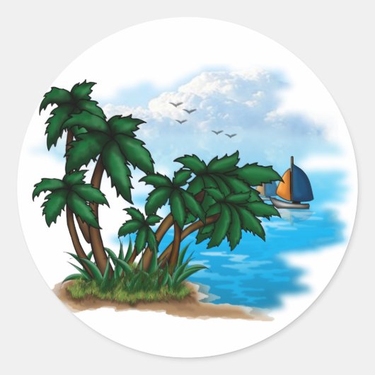 Tropisch paradijs ronde sticker (Voorkant)