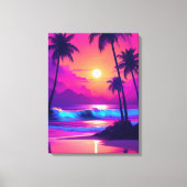 Tropisch paradijs: roze zonsondergang met palmbome canvas afdruk (Voorkant)