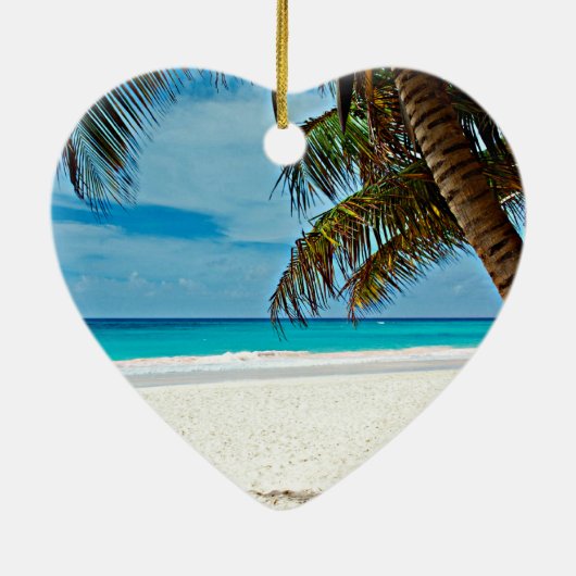 Tropisch paradijs sjabloon-Zonnige dag op het stra Keramisch Ornament (Achterkant)