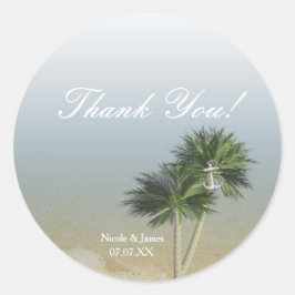 Tropisch paradijs strand- en palmbomenstickers ronde sticker