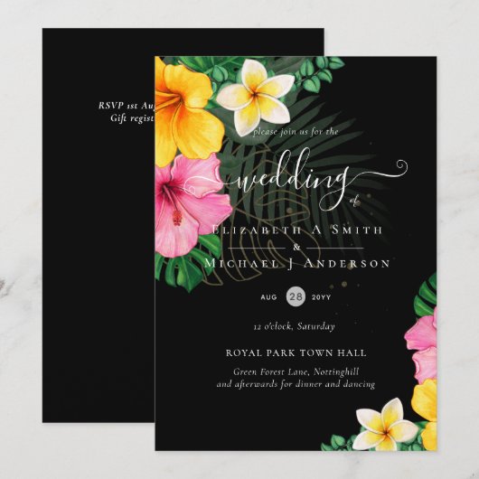 Tropisch Paradijs Strand Huwelijk Felle Bloemenpra Kaart (Voorkant / Achterkant)